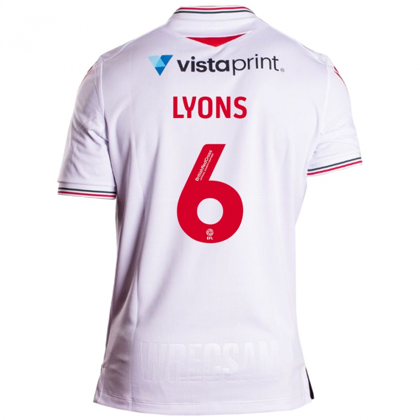 Mænd Lauryn Lyons #6 Hvid Udebane Spillertrøjer 2023/24 Trøje T-Shirt