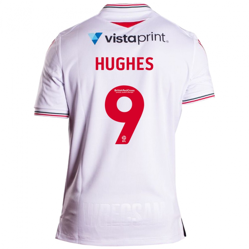 Mænd Rosie Hughes #9 Hvid Udebane Spillertrøjer 2023/24 Trøje T-Shirt