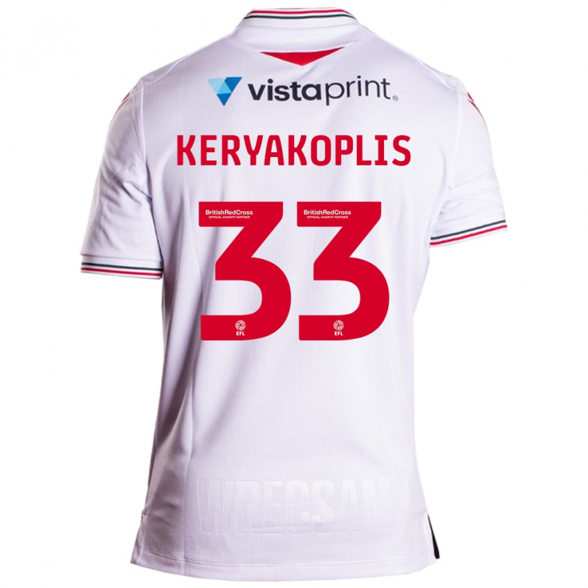 Mænd Hannah Keryakoplis #33 Hvid Udebane Spillertrøjer 2023/24 Trøje T-Shirt