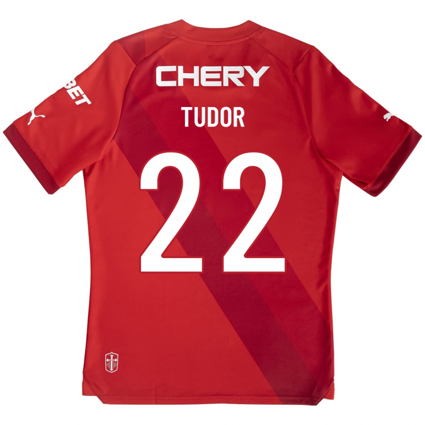 Mænd Milan Tudor #22 Rød Udebane Spillertrøjer 2023/24 Trøje T-Shirt