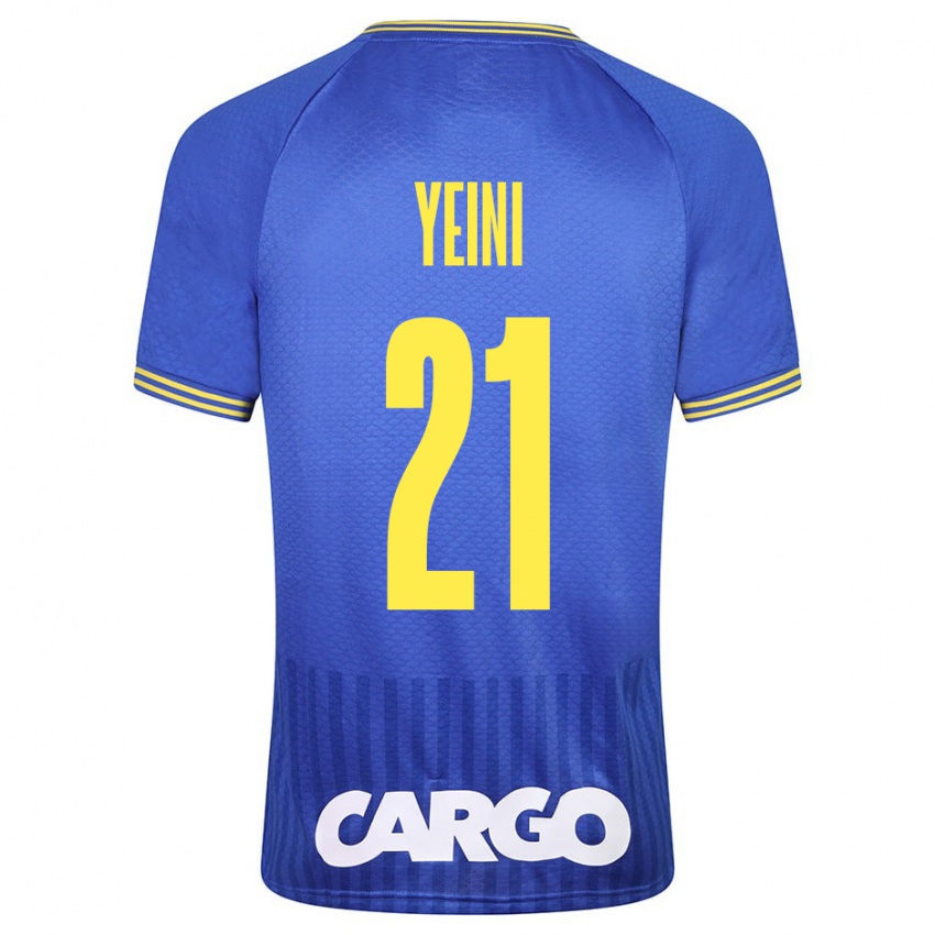 Mænd Sheran Yeini #21 Blå Udebane Spillertrøjer 2023/24 Trøje T-Shirt