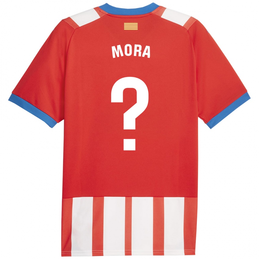 Kvinder Adrià Mora #0 Rød Hvid Hjemmebane Spillertrøjer 2023/24 Trøje T-Shirt