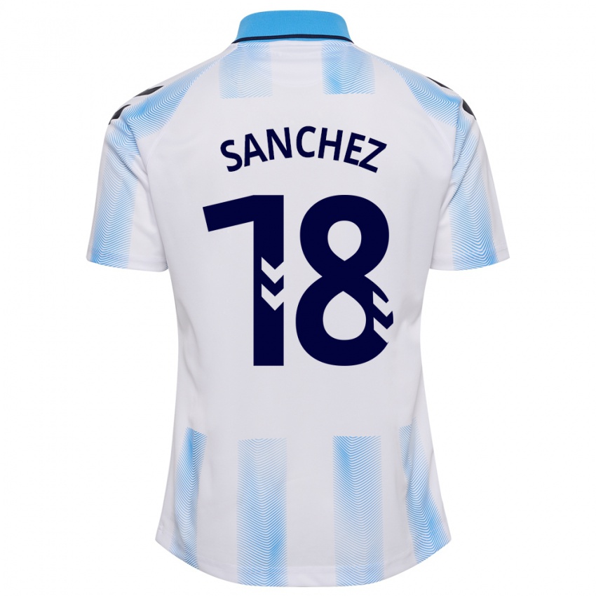 Kvinder Dani Sánchez #18 Hvid Blå Hjemmebane Spillertrøjer 2023/24 Trøje T-Shirt