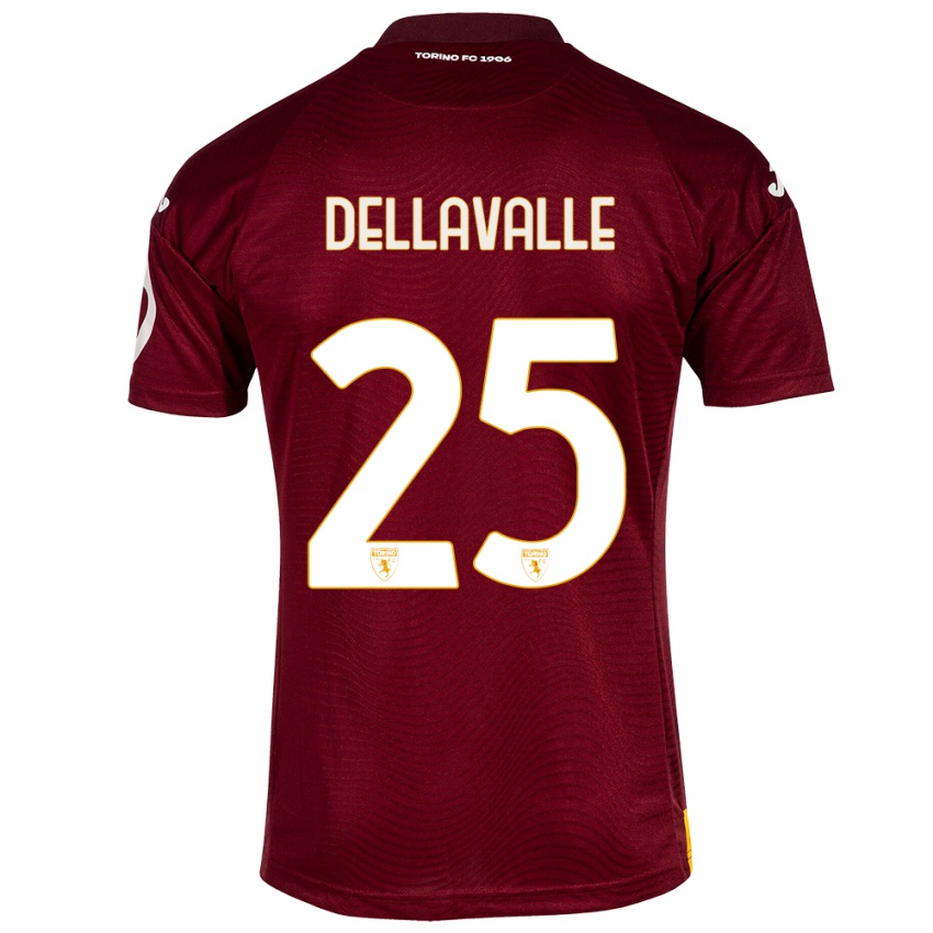 Kvinder Alessandro Dellavalle #25 Mørkerød Hjemmebane Spillertrøjer 2023/24 Trøje T-Shirt