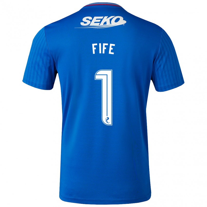 Kvinder Jenna Fife #1 Blå Hjemmebane Spillertrøjer 2023/24 Trøje T-Shirt