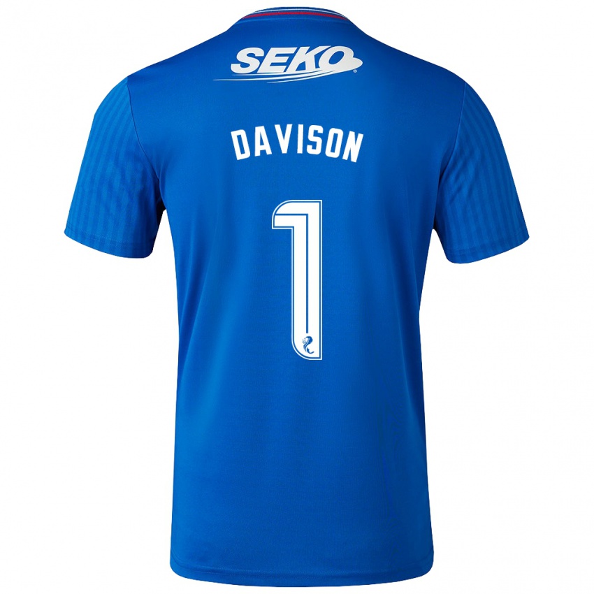 Kvinder Hannah Davison #1 Blå Hjemmebane Spillertrøjer 2023/24 Trøje T-Shirt