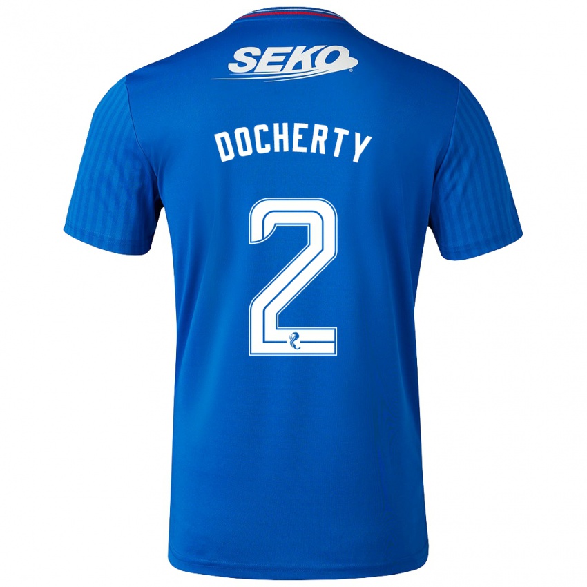 Kvinder Nicola Docherty #2 Blå Hjemmebane Spillertrøjer 2023/24 Trøje T-Shirt
