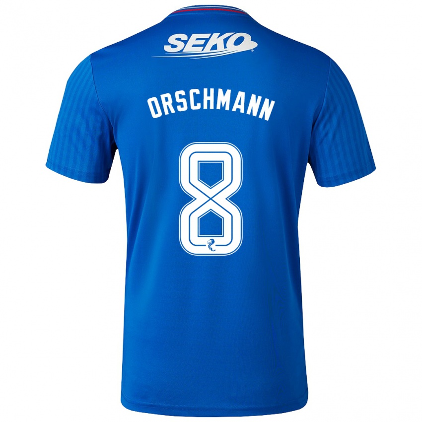 Kvinder Dina Orschmann #8 Blå Hjemmebane Spillertrøjer 2023/24 Trøje T-Shirt