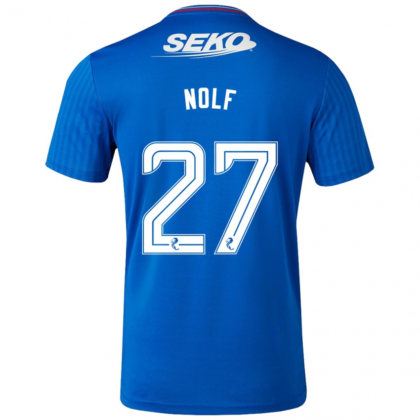 Kvinder Madeline Nolf #27 Blå Hjemmebane Spillertrøjer 2023/24 Trøje T-Shirt