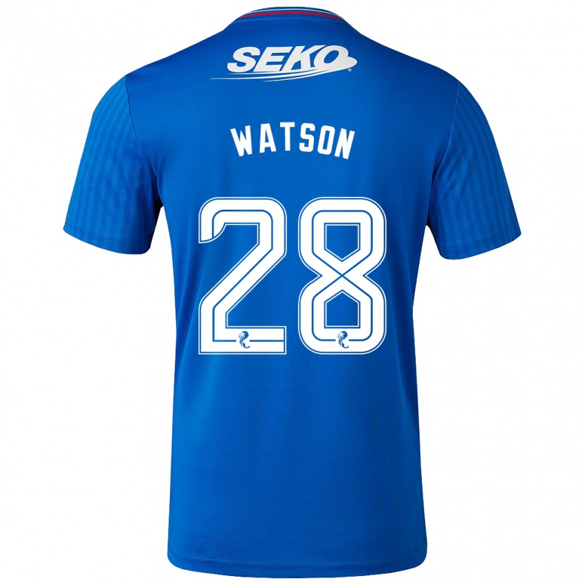 Kvinder Emma Watson #28 Blå Hjemmebane Spillertrøjer 2023/24 Trøje T-Shirt