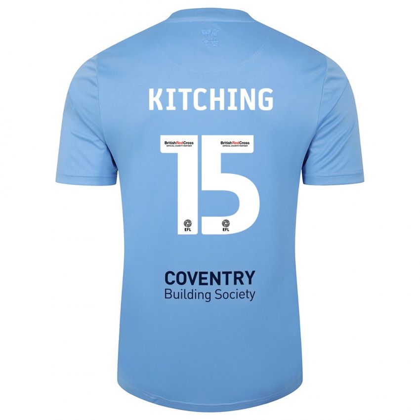 Kvinder Liam Kitching #15 Himmelblå Hjemmebane Spillertrøjer 2023/24 Trøje T-Shirt