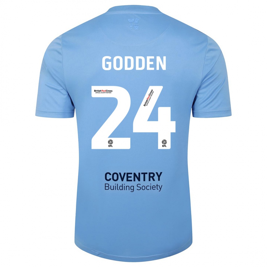 Kvinder Matt Godden #24 Himmelblå Hjemmebane Spillertrøjer 2023/24 Trøje T-Shirt