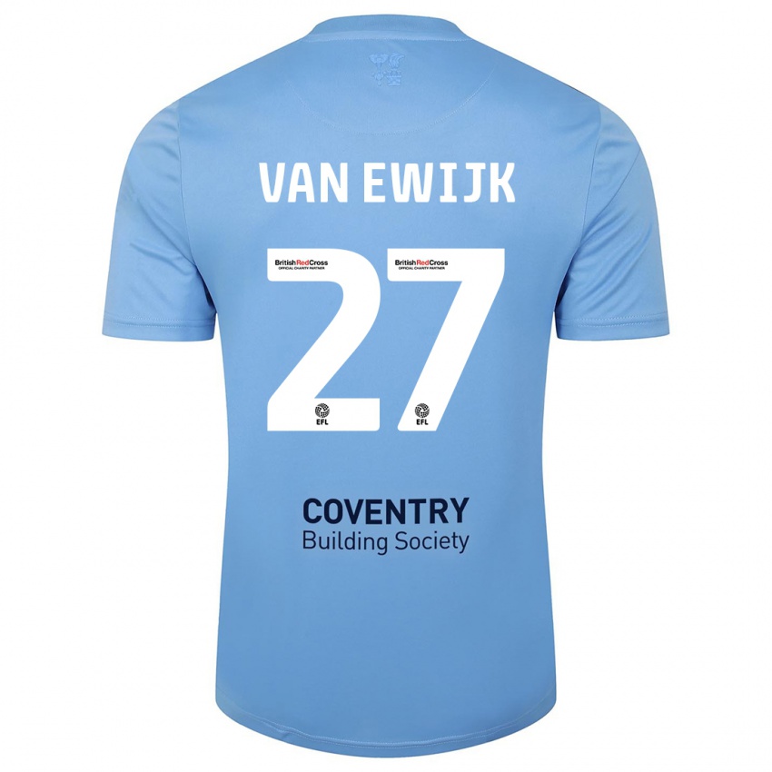 Kvinder Milan Van Ewijk #27 Himmelblå Hjemmebane Spillertrøjer 2023/24 Trøje T-Shirt