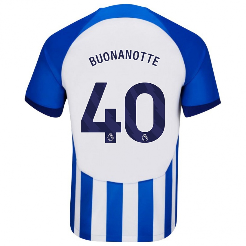 Kvinder Facundo Buonanotte #40 Blå Hjemmebane Spillertrøjer 2023/24 Trøje T-Shirt