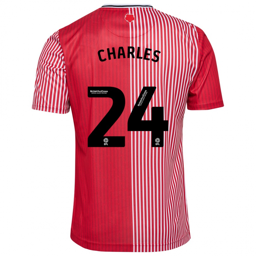 Kvinder Shea Charles #24 Rød Hjemmebane Spillertrøjer 2023/24 Trøje T-Shirt