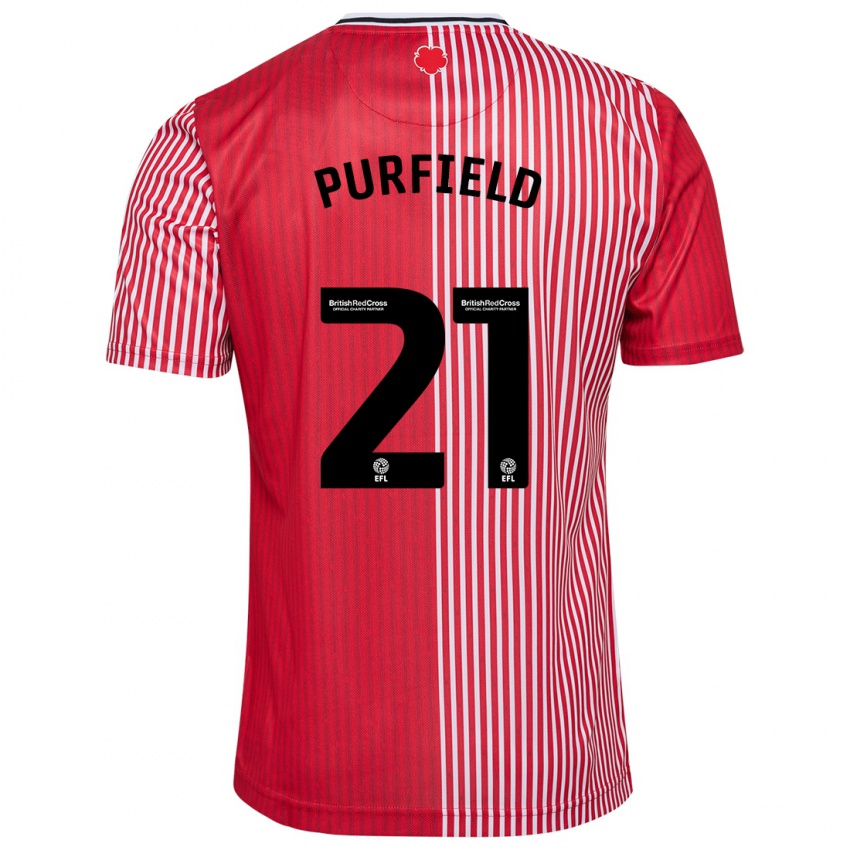 Kvinder Jemma Elizabeth Purfield #21 Rød Hjemmebane Spillertrøjer 2023/24 Trøje T-Shirt