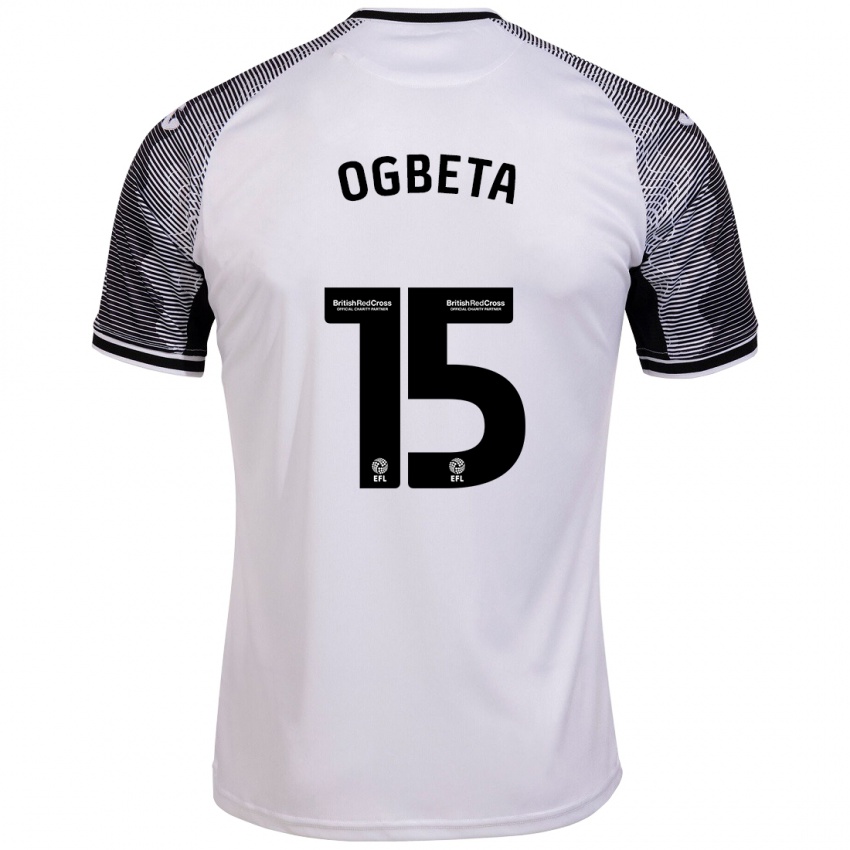 Kvinder Nathanael Ogbeta #15 Hvid Hjemmebane Spillertrøjer 2023/24 Trøje T-Shirt