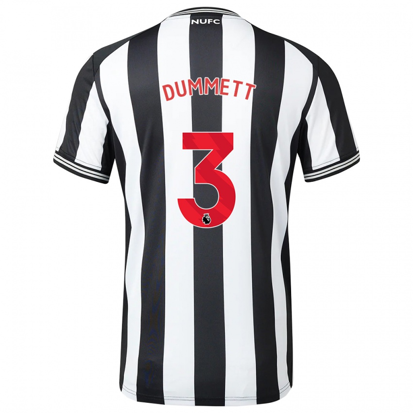 Kvinder Paul Dummett #3 Sort Hvid Hjemmebane Spillertrøjer 2023/24 Trøje T-Shirt