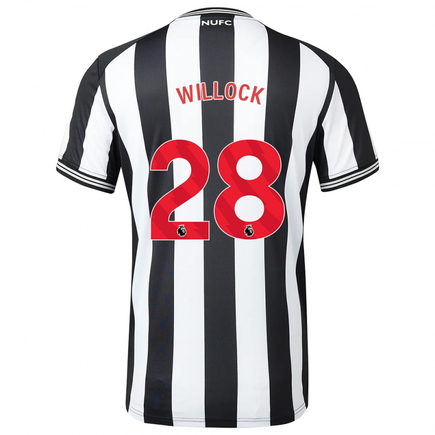 Kvinder Joe Willock #28 Sort Hvid Hjemmebane Spillertrøjer 2023/24 Trøje T-Shirt