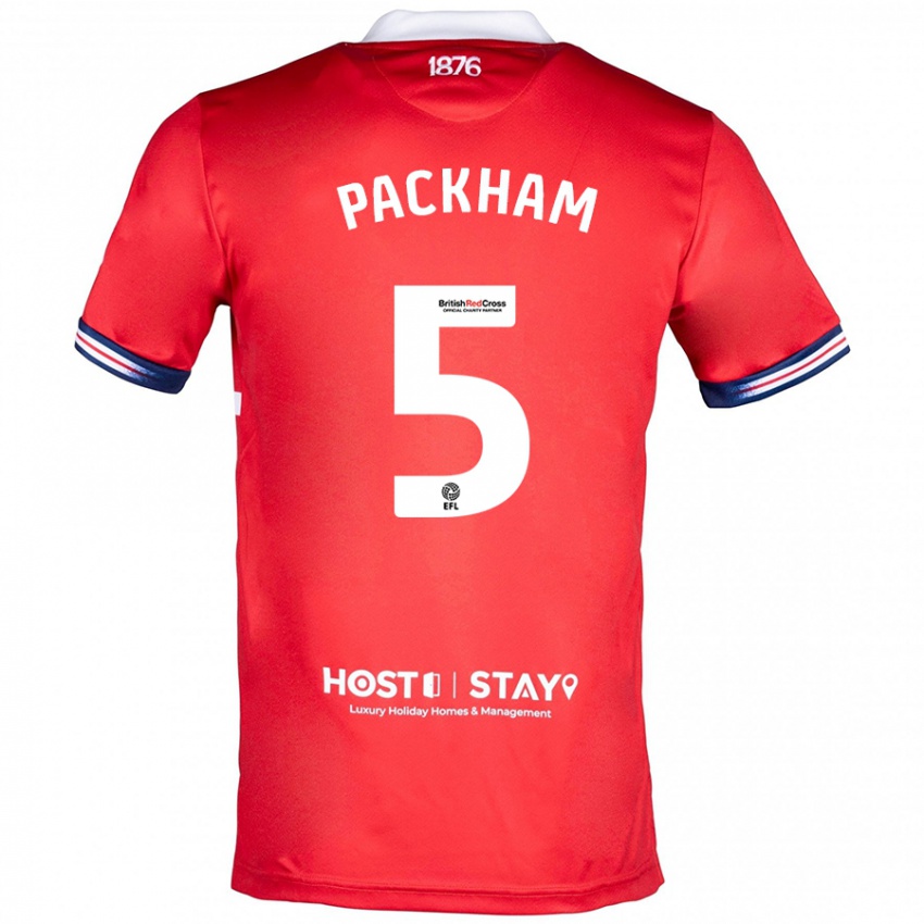 Kvinder Ellen Packham #5 Rød Hjemmebane Spillertrøjer 2023/24 Trøje T-Shirt