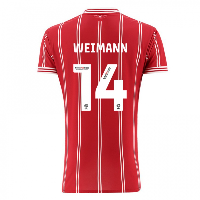 Kvinder Andreas Weimann #14 Rød Hjemmebane Spillertrøjer 2023/24 Trøje T-Shirt