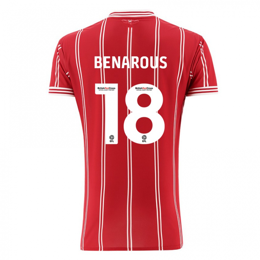 Kvinder Ayman Benarous #18 Rød Hjemmebane Spillertrøjer 2023/24 Trøje T-Shirt