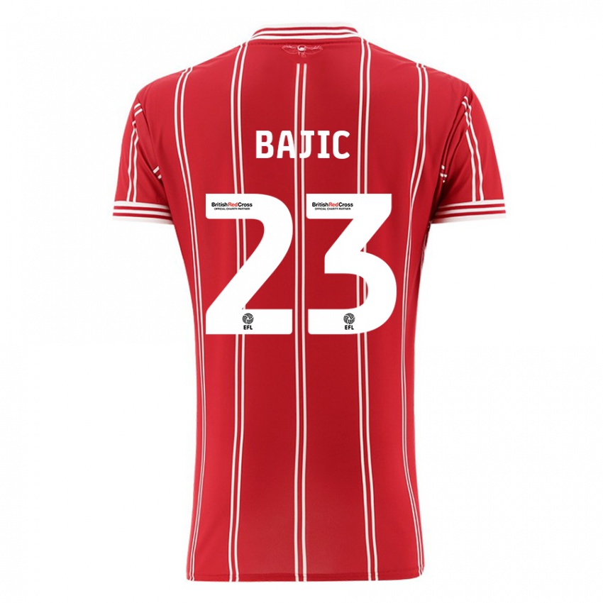 Kvinder Stefan Bajic #23 Rød Hjemmebane Spillertrøjer 2023/24 Trøje T-Shirt