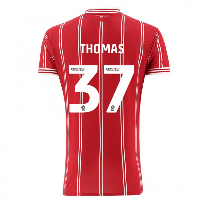 Kvinder Olly Thomas #37 Rød Hjemmebane Spillertrøjer 2023/24 Trøje T-Shirt