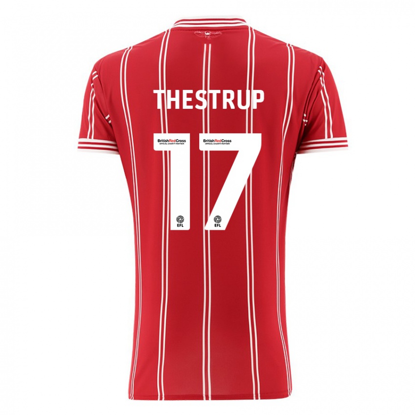 Kvinder Amalie Thestrup #17 Rød Hjemmebane Spillertrøjer 2023/24 Trøje T-Shirt