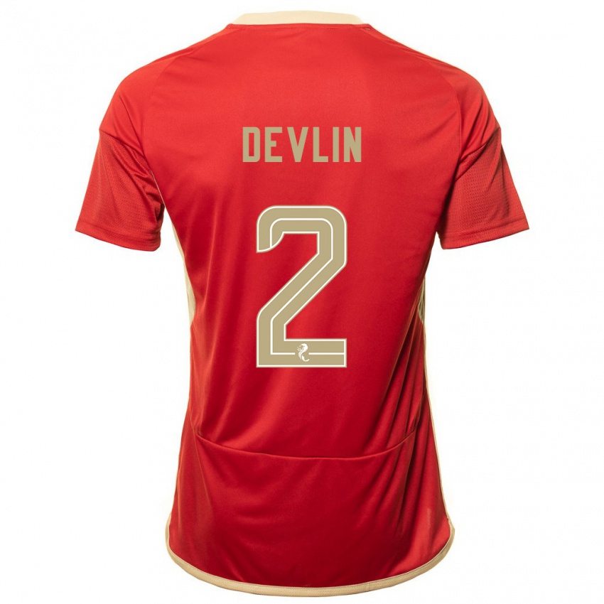 Kvinder Nicky Devlin #2 Rød Hjemmebane Spillertrøjer 2023/24 Trøje T-Shirt