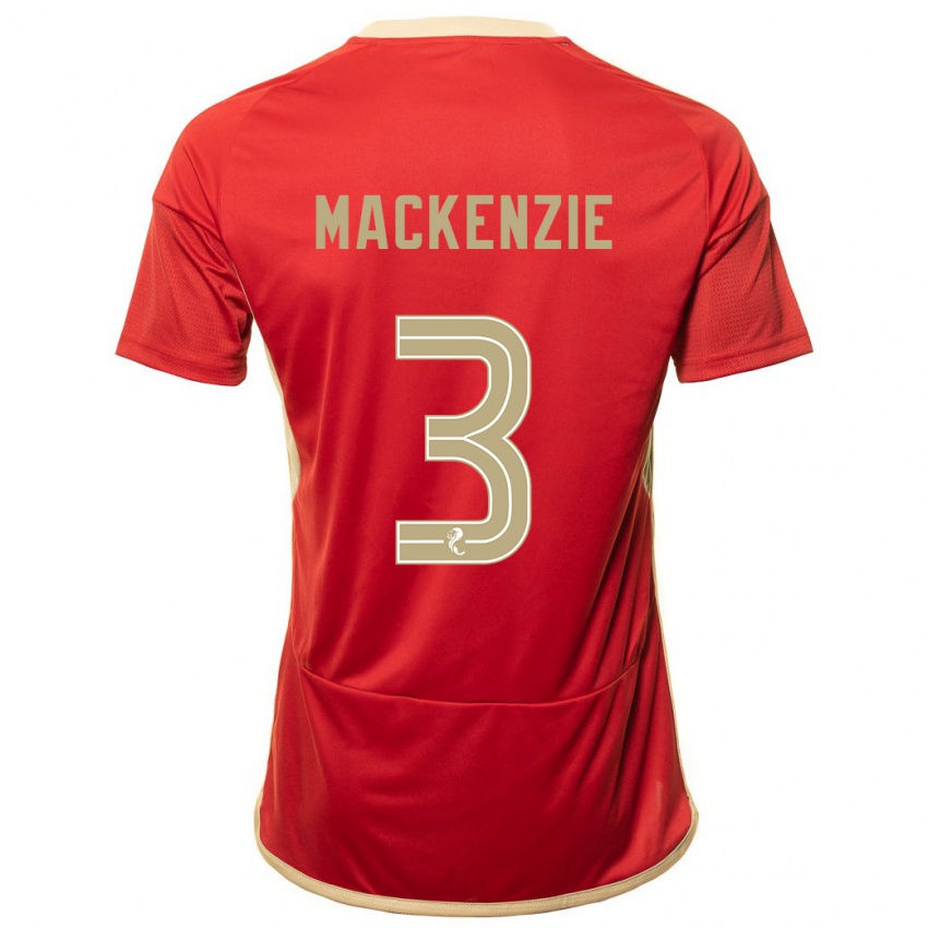 Kvinder Jack Mackenzie #3 Rød Hjemmebane Spillertrøjer 2023/24 Trøje T-Shirt