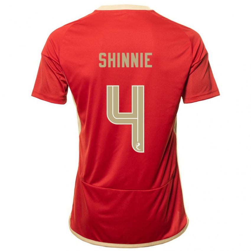 Kvinder Graeme Shinnie #4 Rød Hjemmebane Spillertrøjer 2023/24 Trøje T-Shirt