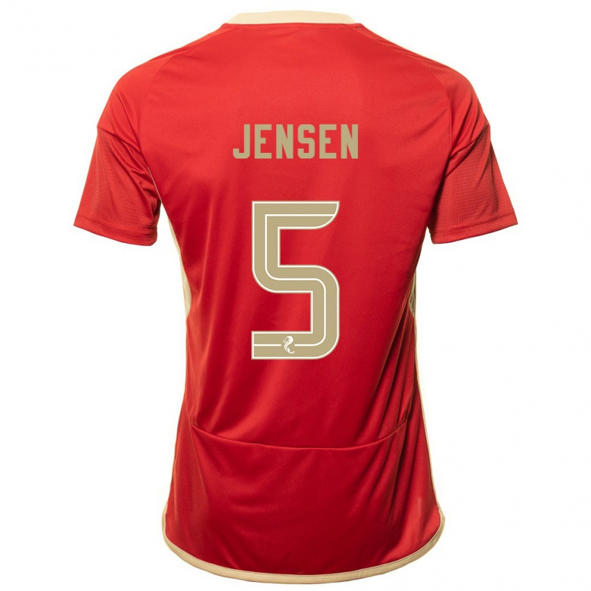 Kvinder Richard Jensen #5 Rød Hjemmebane Spillertrøjer 2023/24 Trøje T-Shirt