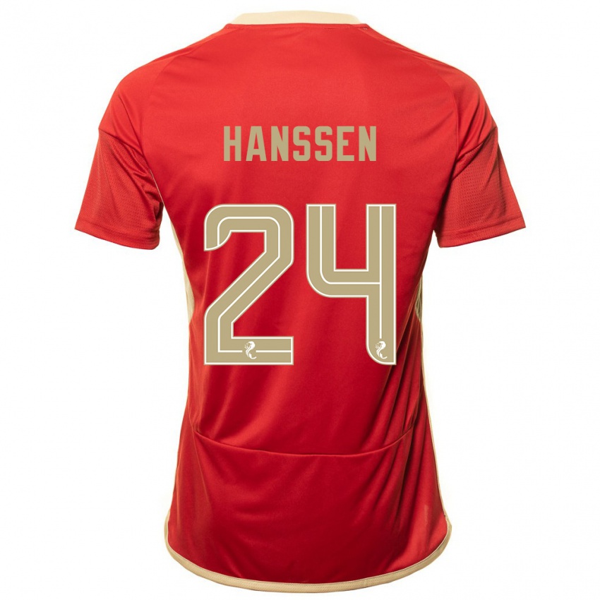 Kvinder Nadine Hanssen #24 Rød Hjemmebane Spillertrøjer 2023/24 Trøje T-Shirt