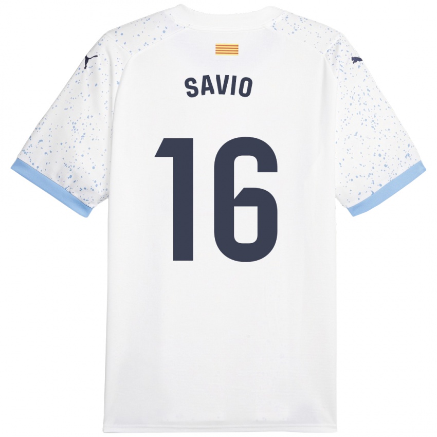 Kvinder Sávio #16 Hvid Udebane Spillertrøjer 2023/24 Trøje T-Shirt