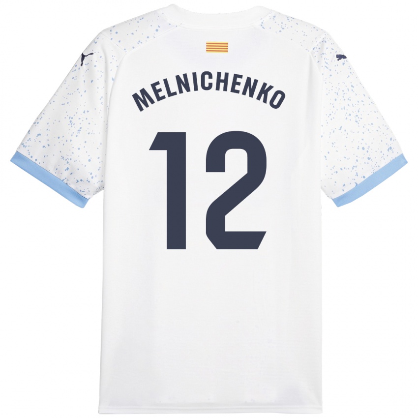 Kvinder Dmytro Melnichenko #12 Hvid Udebane Spillertrøjer 2023/24 Trøje T-Shirt