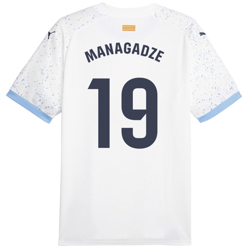 Kvinder Luka Managadze #19 Hvid Udebane Spillertrøjer 2023/24 Trøje T-Shirt