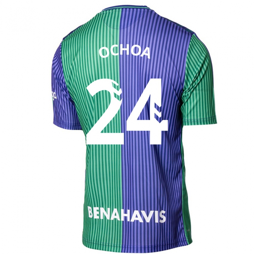 Kvinder Aarón Ochoa #24 Grøn Blå Udebane Spillertrøjer 2023/24 Trøje T-Shirt