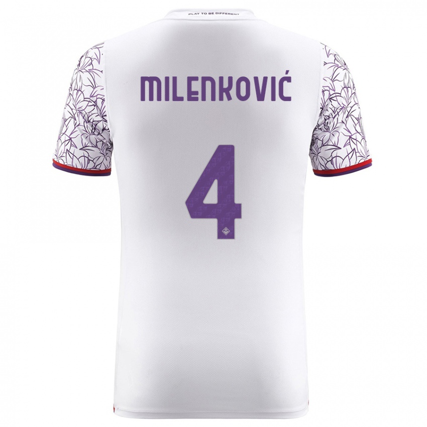Kvinder Nikola Milenkovic #4 Hvid Udebane Spillertrøjer 2023/24 Trøje T-Shirt