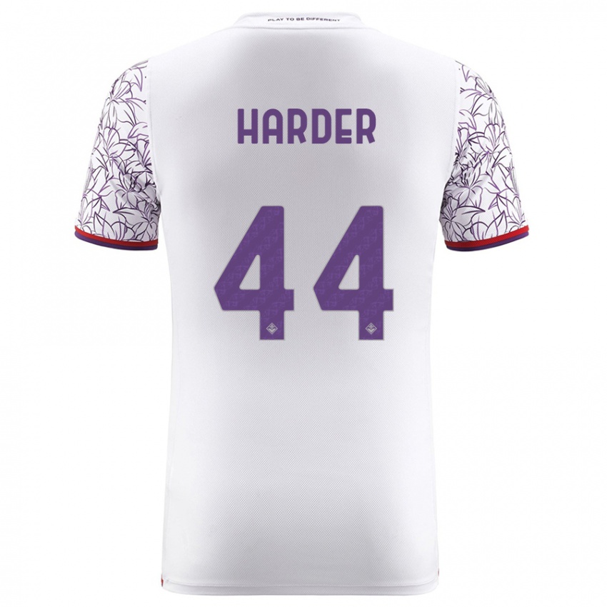 Kvinder Jonas Harder #44 Hvid Udebane Spillertrøjer 2023/24 Trøje T-Shirt