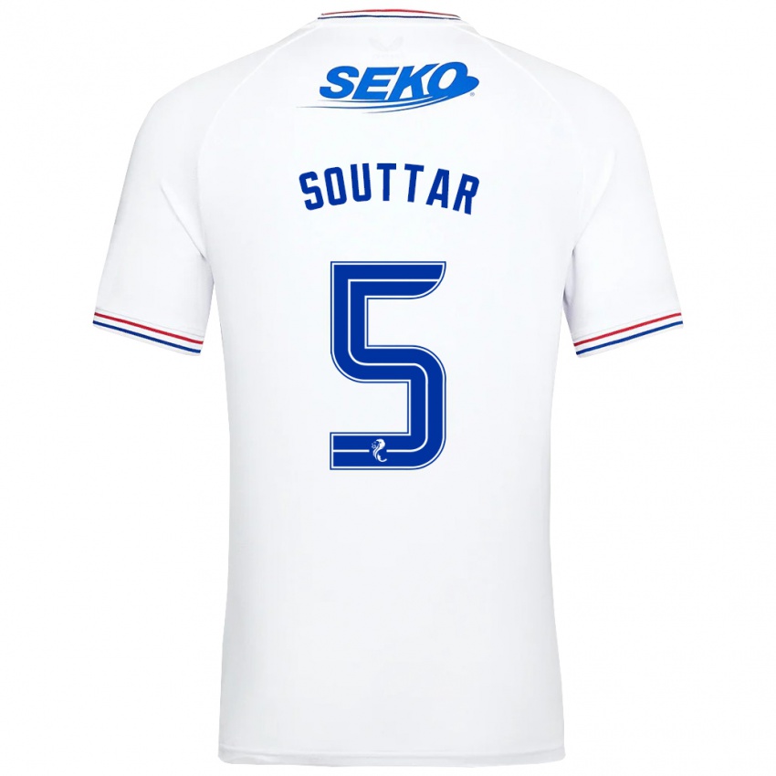 Kvinder John Souttar #5 Hvid Udebane Spillertrøjer 2023/24 Trøje T-Shirt