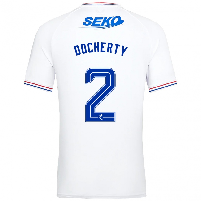 Kvinder Nicola Docherty #2 Hvid Udebane Spillertrøjer 2023/24 Trøje T-Shirt