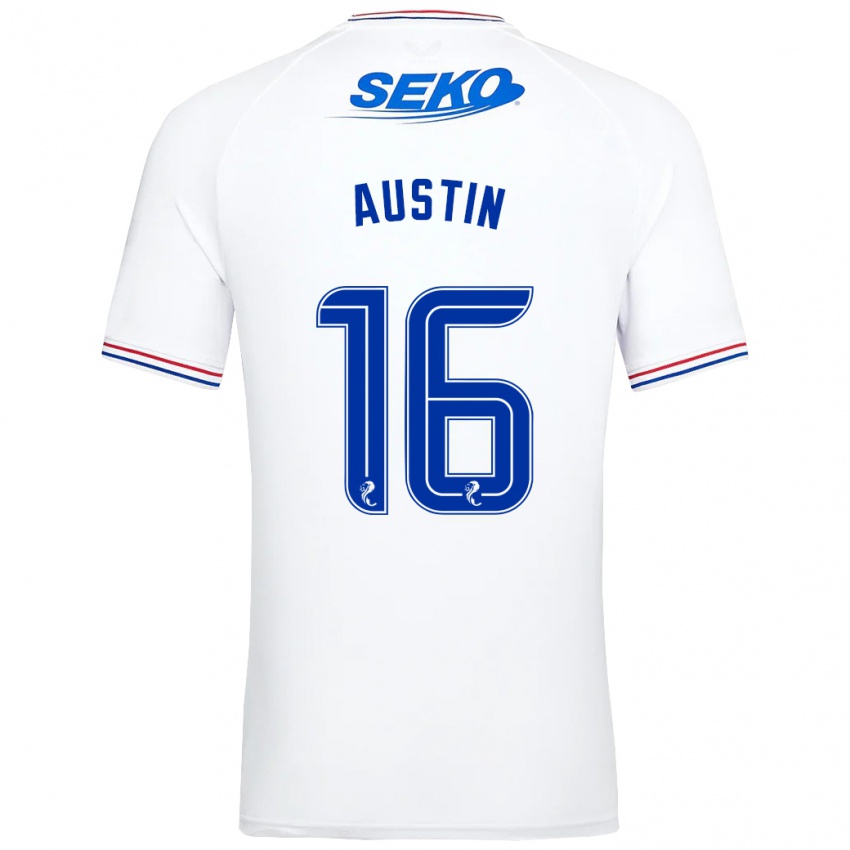 Kvinder Eilidh Austin #16 Hvid Udebane Spillertrøjer 2023/24 Trøje T-Shirt
