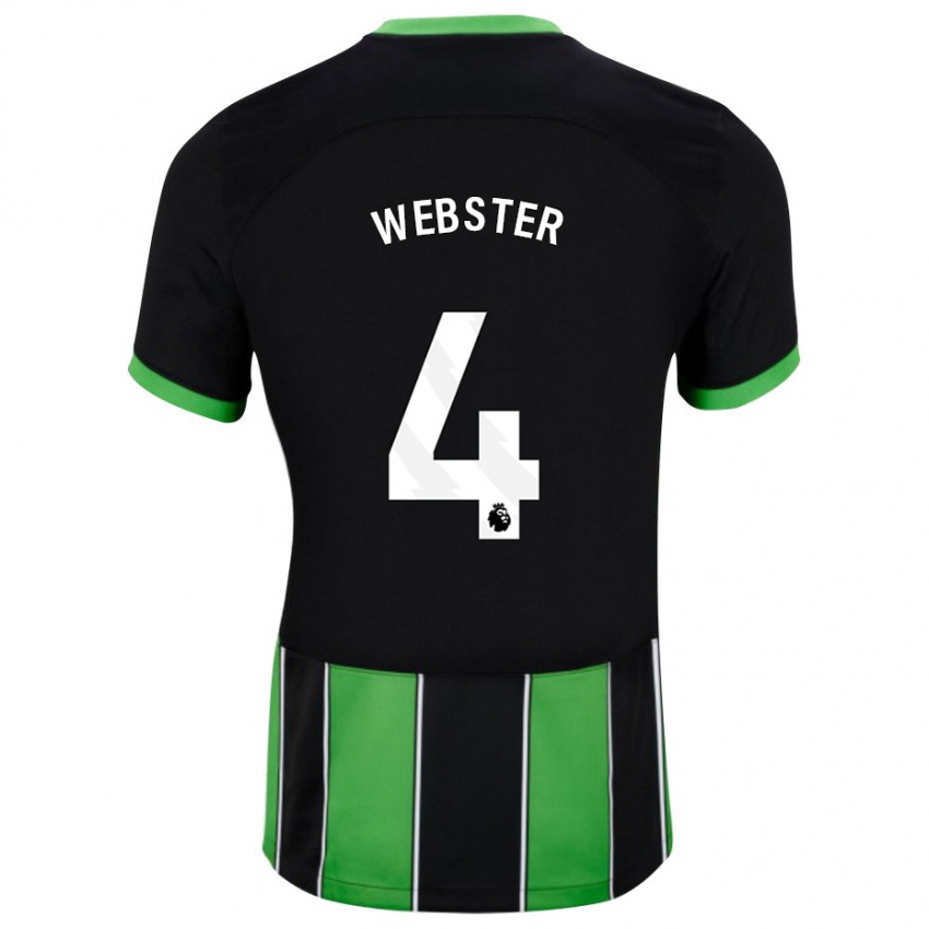 Kvinder Adam Webster #4 Sort Grøn Udebane Spillertrøjer 2023/24 Trøje T-Shirt