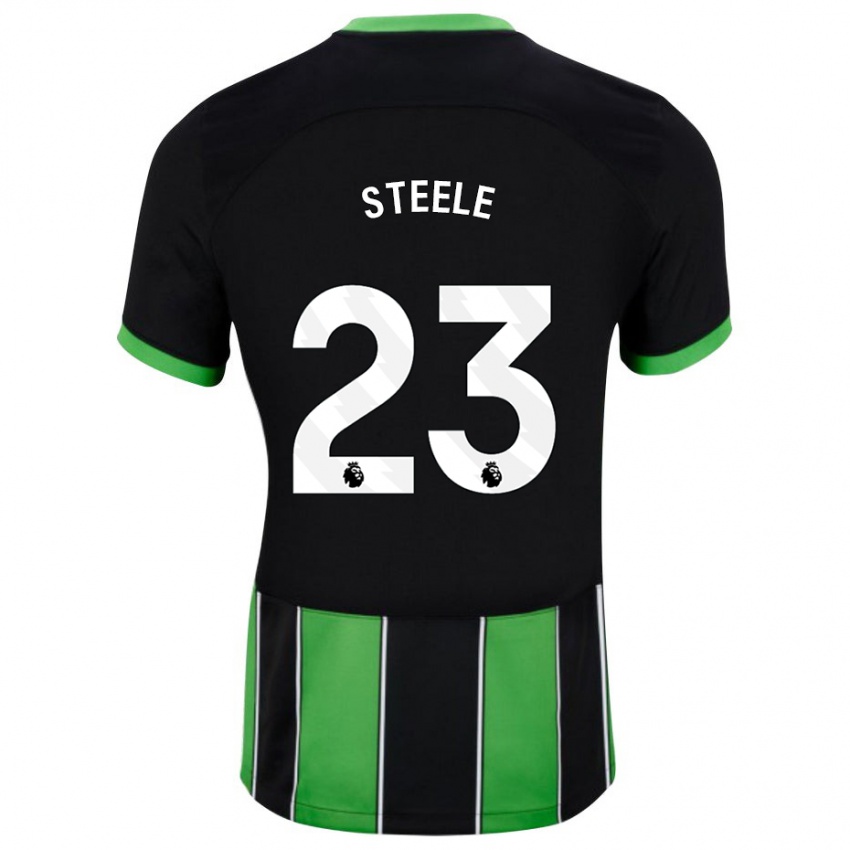 Kvinder Jason Steele #23 Sort Grøn Udebane Spillertrøjer 2023/24 Trøje T-Shirt
