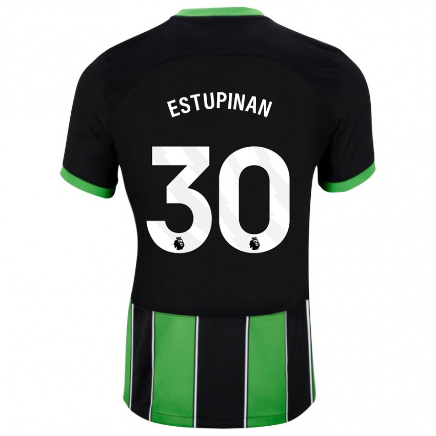 Kvinder Pervis Estupinan #30 Sort Grøn Udebane Spillertrøjer 2023/24 Trøje T-Shirt