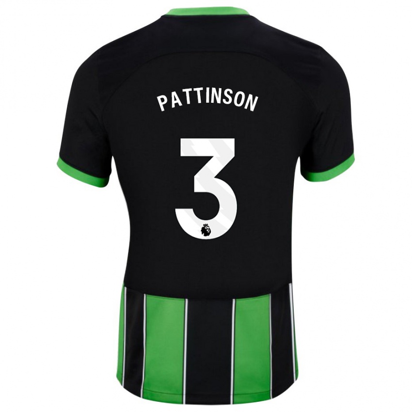 Kvinder Poppy Pattinson #3 Sort Grøn Udebane Spillertrøjer 2023/24 Trøje T-Shirt