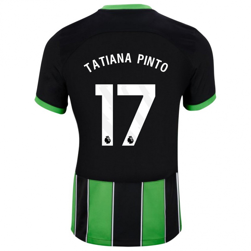 Kvinder Tatiana Vanessa Ferreira Pinto #17 Sort Grøn Udebane Spillertrøjer 2023/24 Trøje T-Shirt