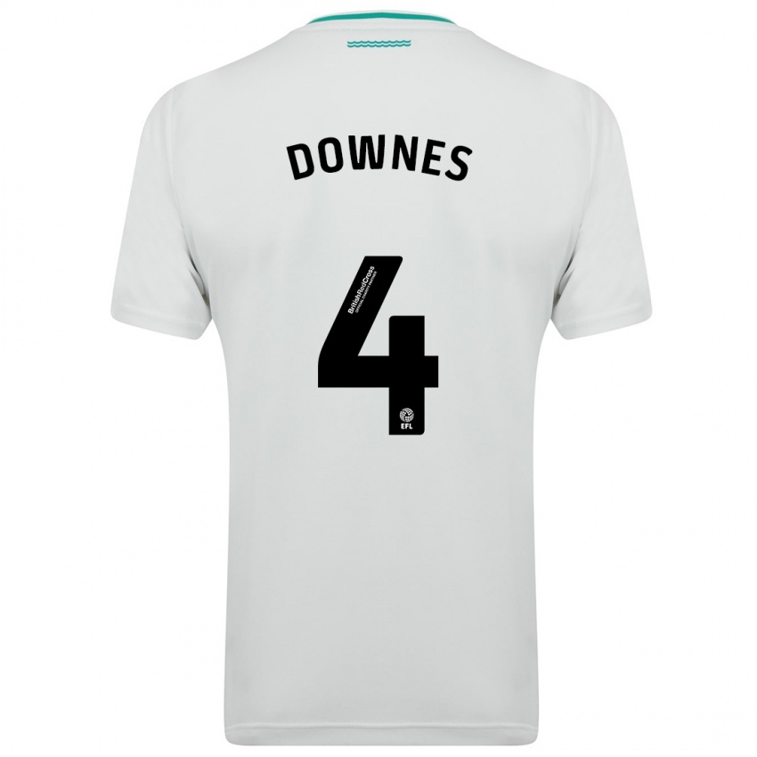 Kvinder Flynn Downes #4 Hvid Udebane Spillertrøjer 2023/24 Trøje T-Shirt