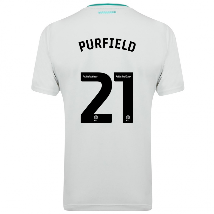 Kvinder Jemma Elizabeth Purfield #21 Hvid Udebane Spillertrøjer 2023/24 Trøje T-Shirt